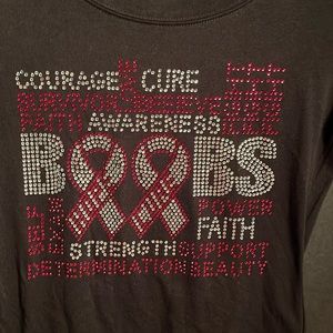 Size S. High Quality t shirt. Blinged Breast cancer awareness message. Black.New